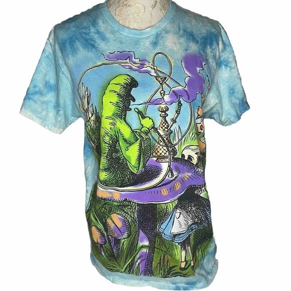 Alice in Wonderland S/S T Shirt Mens sz M Tie Dye Hookah Mushroom Psycedelic - Picture 3 of 8